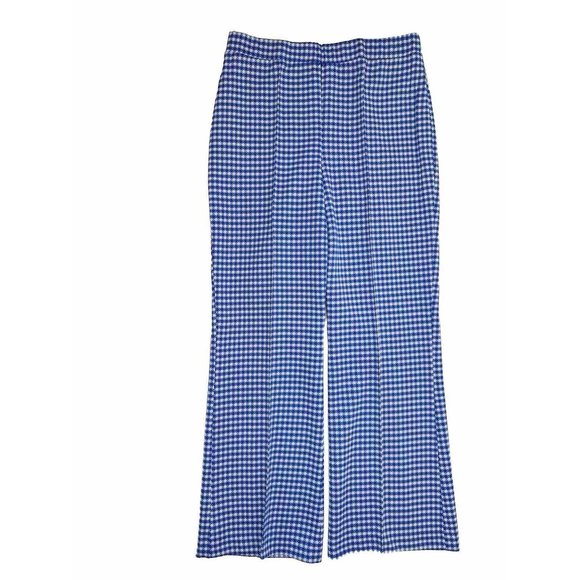 VTG 70s Houndstooth Plaid Knit High Rise Wide Leg Pants Disco - Picture 1 of 12